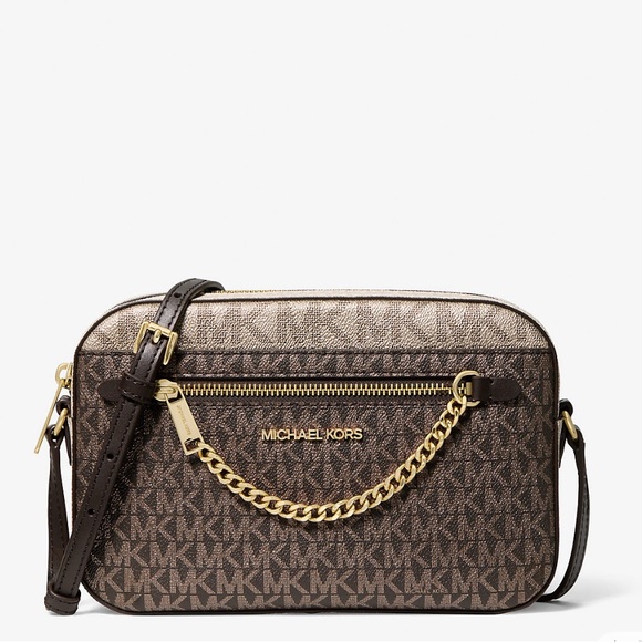 Michael Kors Handbags - Michael Kors Signature Brown Crossbody Bag with Gold Chain